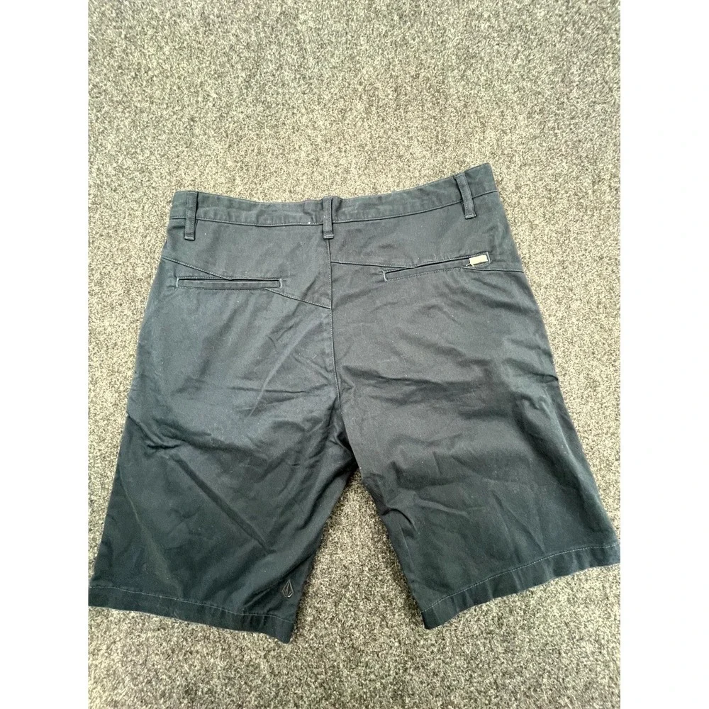Volcom Stone Chino Shorts Mens 34 Black Flat Front Cotton Stretch Skating Hiking
